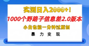 2025抖音1000个野路子信息差最新玩法，一分钟过原创，暴力变现月入几k-智汇榜
