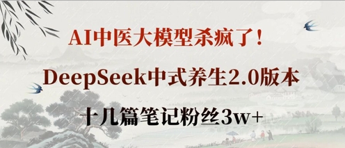 AI中医大模型杀疯了！DeepSeek中式养生2.0版本，十几篇笔记粉丝3w+-智汇榜