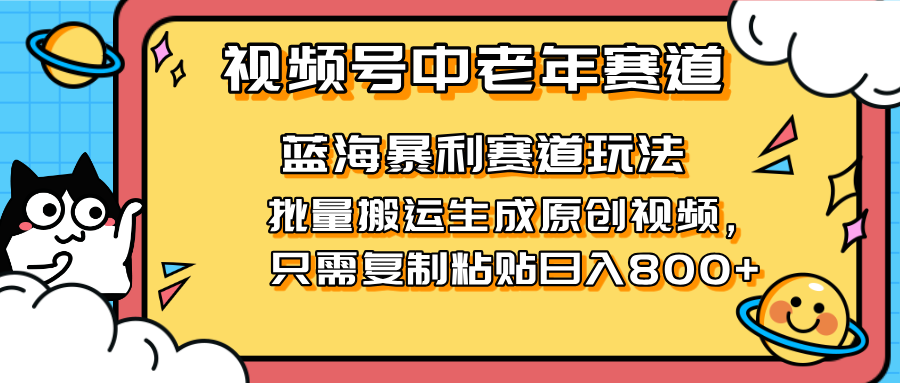 （14314期）2025视频号中老年短视频蓝海暴利风口！复制粘贴搬运视频单日赚800+，无...-智汇榜