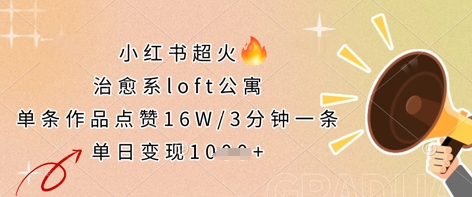 小红书超火的治愈系loft公寓，单条作品点赞16W，3分钟一条，单日变现数张-智汇榜